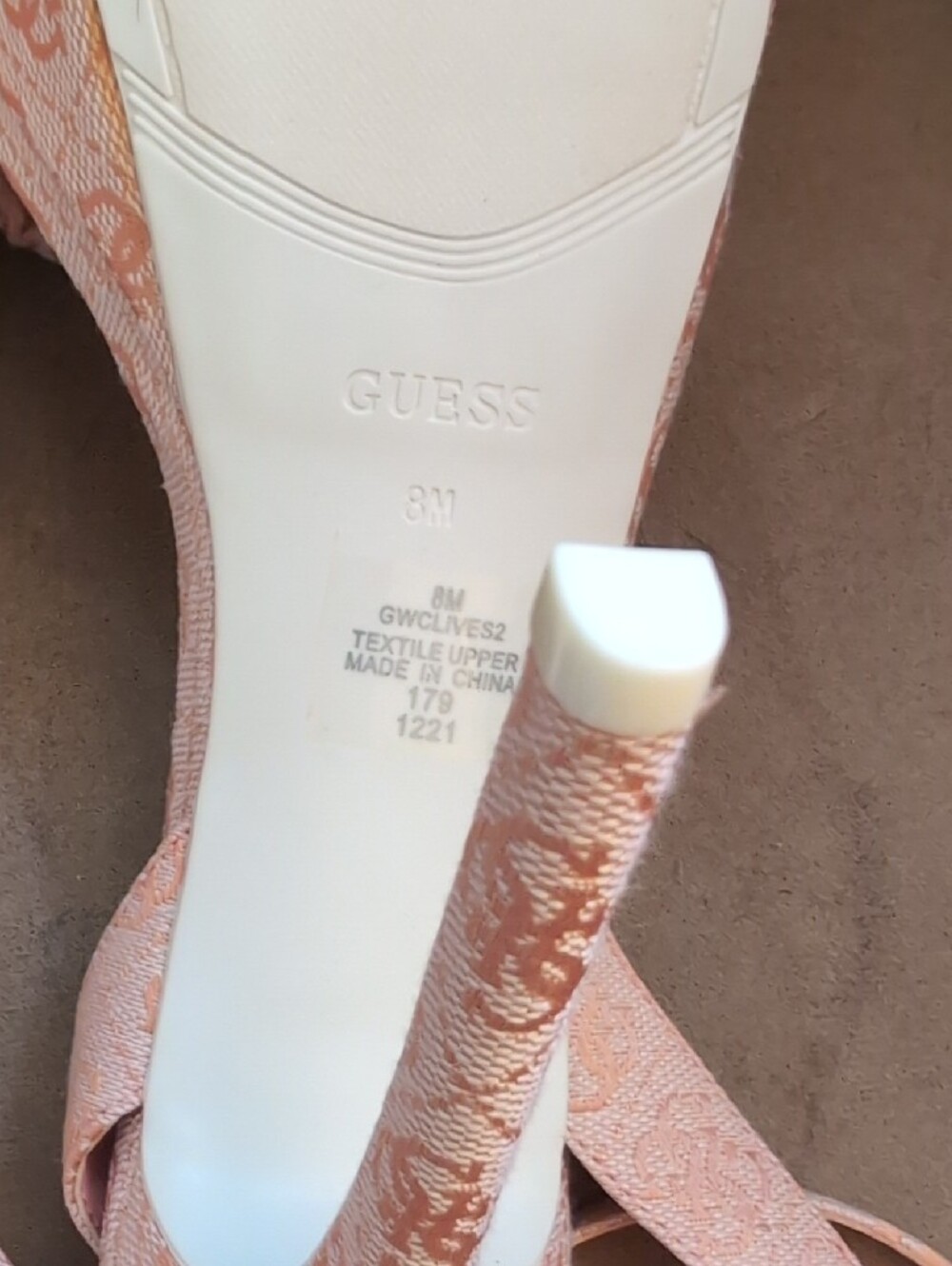 Guess Pink Logo Jacquard Platform Heel Sandals - Picture 7 of 10